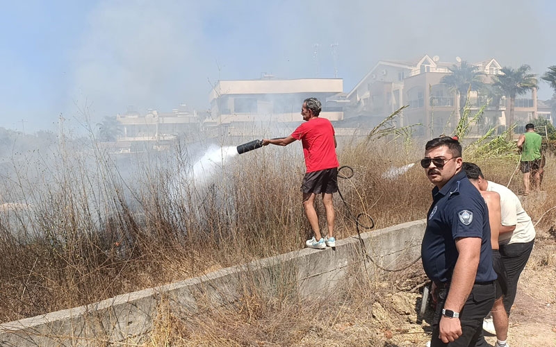 Villaları tehdit eden yangına ilk müdahale otel personeli ve müşterinden geldi