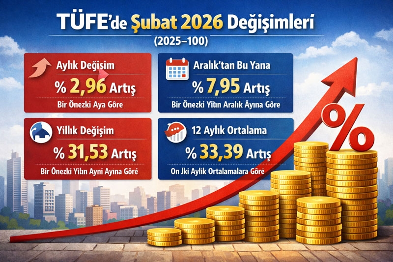Şubat ayı enflasyonu yüzde 2.96 oldu