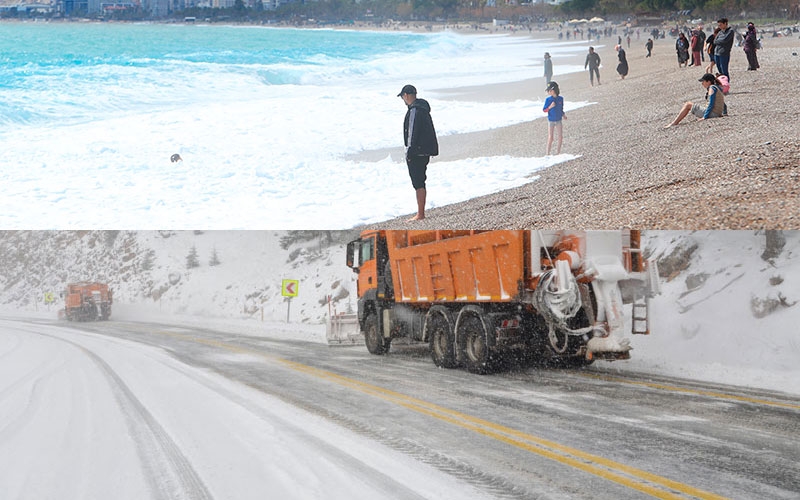 Antalya mart ayında kış ve yaz mevsimini bir arada yaşıyor