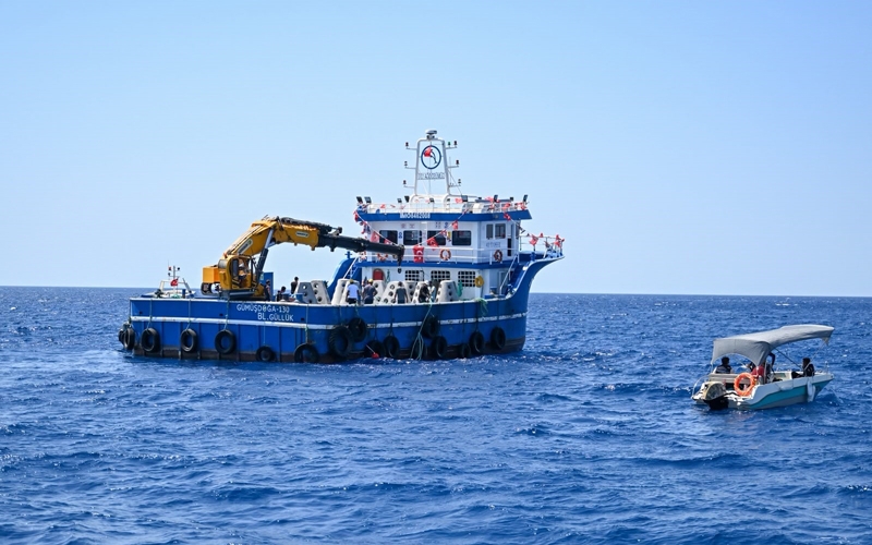 Antalya'da 50 yapay resif denize indirildi