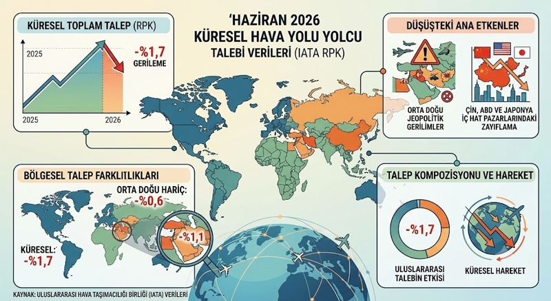 Küresel hava yolu yolcu talebi geriledi
