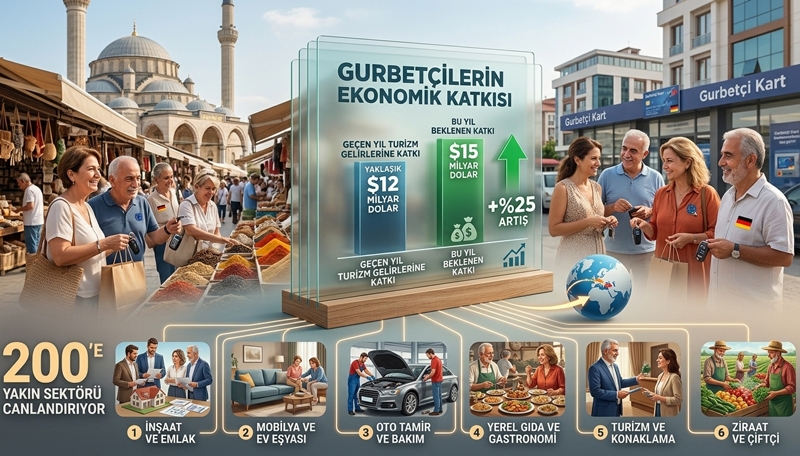 Gurbetçilerin, turizm gelirlerine bu yıl 15 milyar dolarlık ekonomik katkı sunması bekleniyor