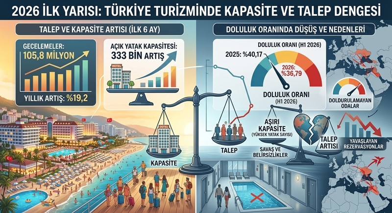 2026’nın ilk 6 ayında gecelemeler yüzde 19,2 artarak 105,8 milyona çıktı