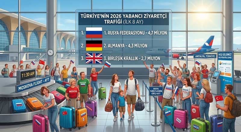Türkiye'nin yabancı ziyaretçi trafiğinde Rusya Federasyonu ilk sırada yer aldı