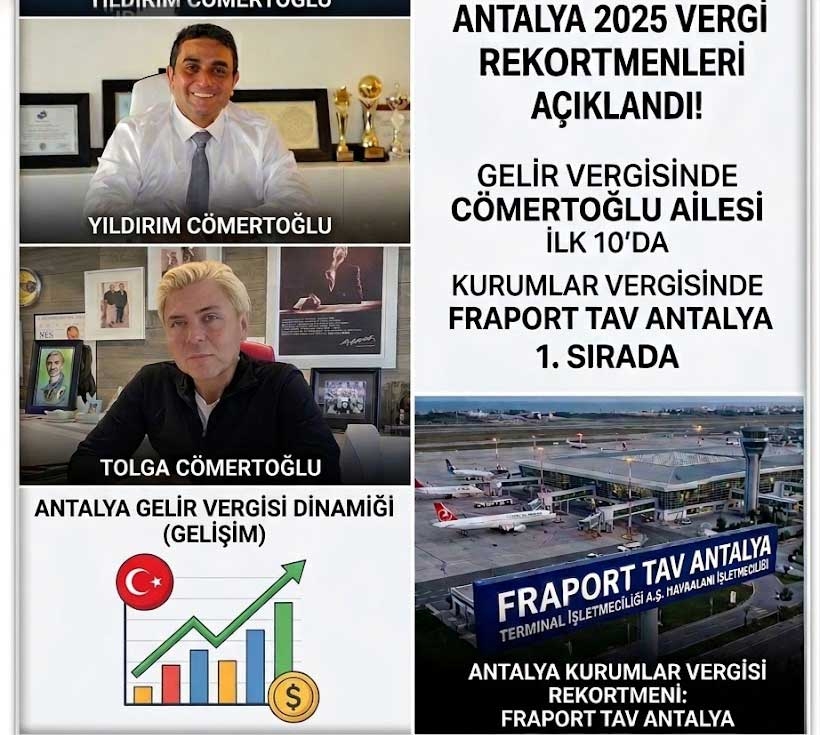 Antalya’nın vergi rekortmenleri turizm sektörü oldu