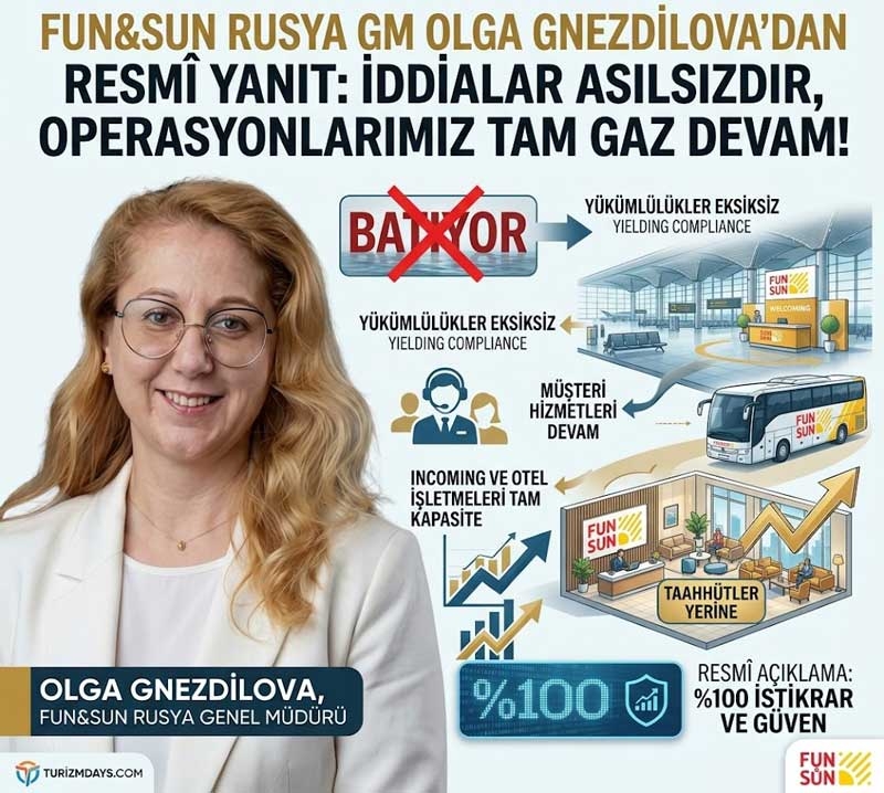 Fun&Sun Rusya Genel Müdürü Olga Gnezdilova: ''Operasyonlarımız tam gaz sürüyor''
