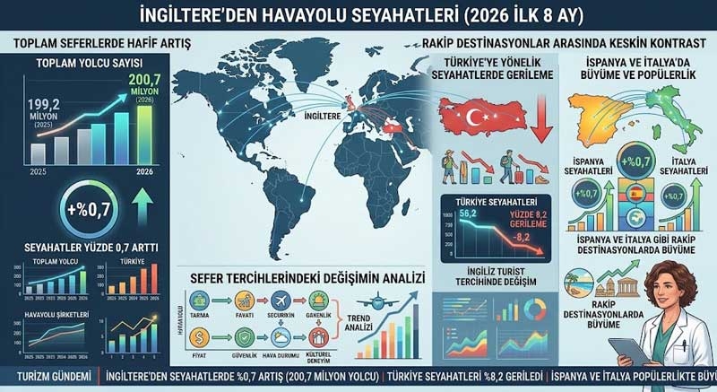 İngilizlerin Türkiye’ye yönelik seyahatlerde yüzde 8,2’lik gerileme yaşandı