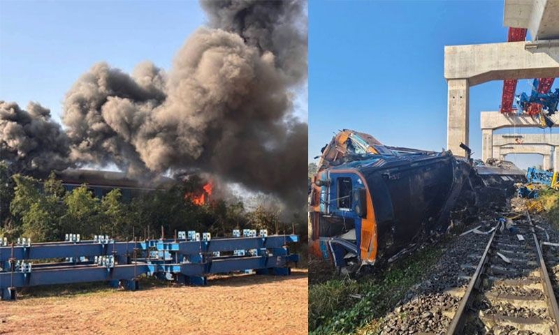 Tayland'da yolcu treninin üzerine vinç devrildi: 22 ölü, 55 yaralı