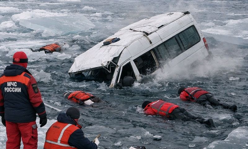 Turistleri taşıyan araç buz kırılması sonucu göle düştü: 8 kişi öldü