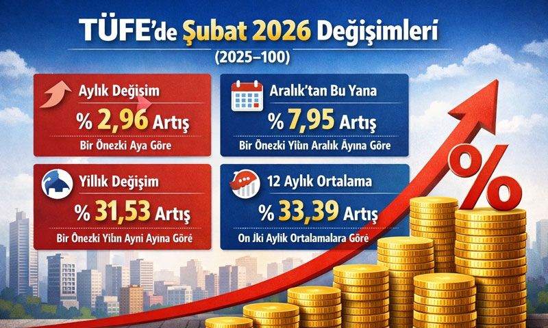 Şubat ayı enflasyonu yüzde 2.96 oldu