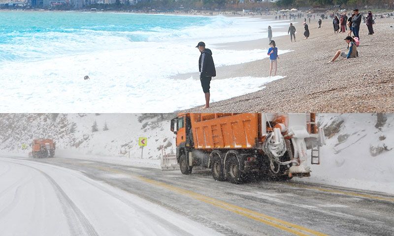 Antalya mart ayında kış ve yaz mevsimini bir arada yaşıyor