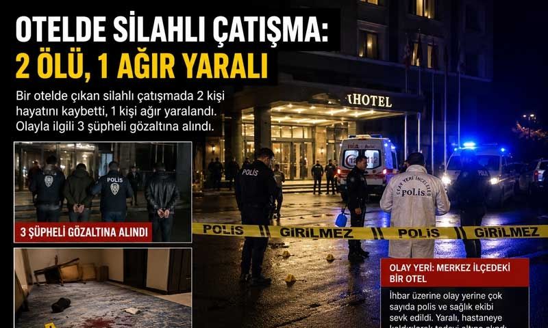 Otelde çıkan silahlı çatışmada 2 kişi öldü, 1 kişi ağır yaralandı