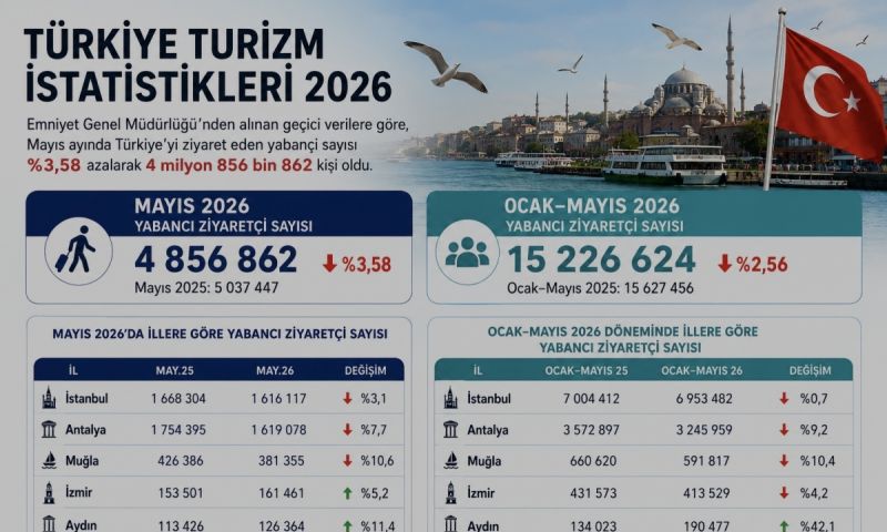 Türkiye’ye Gelen Yabancı Ziyaretçi Sayısı Mayıs’ta Geriledi