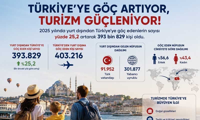 Yurt dışından Türkiye'ye 393 bin, Türkiye'den yurt dışına 403 bin 216 kişi göç etti