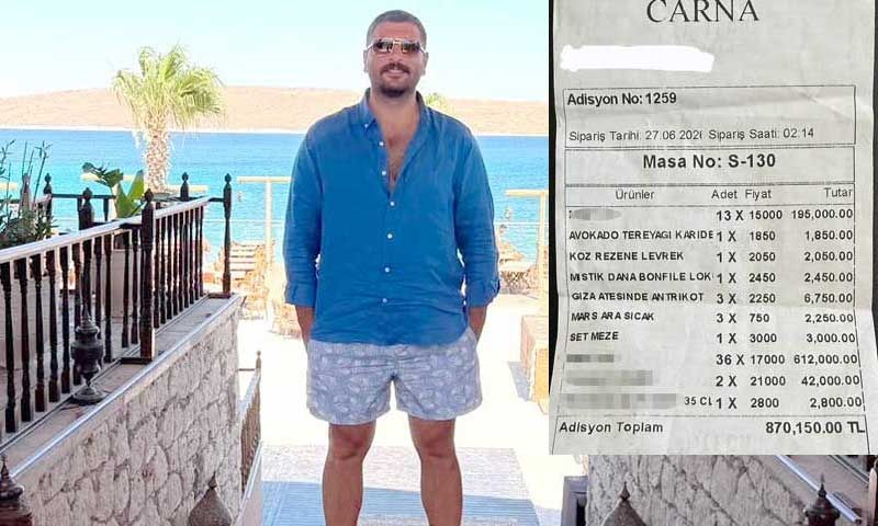 Adisyon değil servet: Tam 870 bin 150 TL
