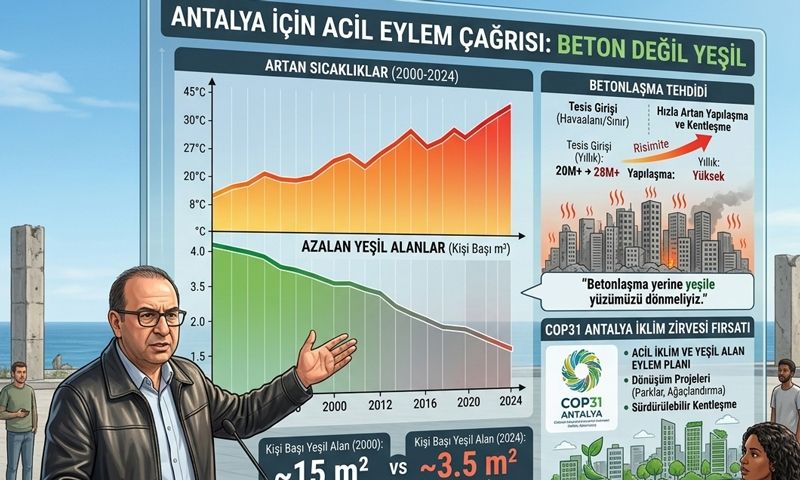 Dr. Sarıcan: ‘’Antalya’da betonlaşma alarmı: Kişi başına düşen yeşil alan kritik seviyede’’