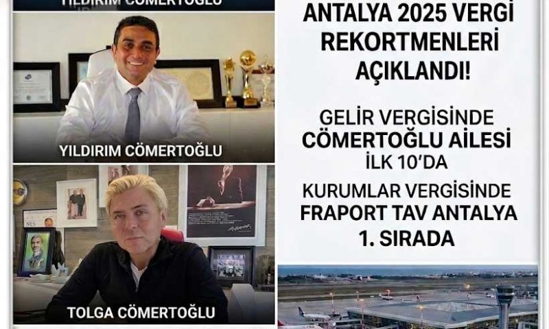 Antalya’nın vergi rekortmenleri turizm sektörü oldu